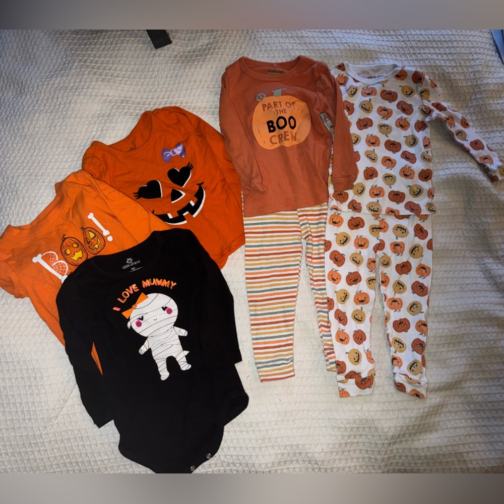 Cat & Jack Pajamas 18 Months & Shirts Halloween Bundle